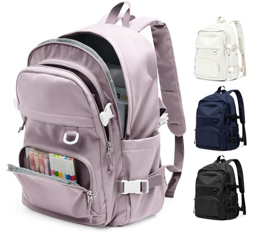 pectodox Zaino Scuola Superiore Media Ragazzo, Zaino Impermeabile Multitasche Donna Università, Zainetto Uomo Porta PC 14 Pollici Leggero, Zaini da viaggio Backpack,Viola