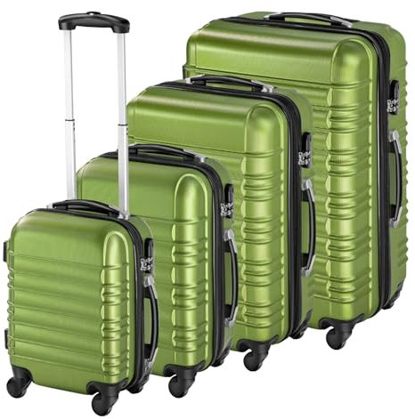 TecTake® Set de Valise de Voyage 4 Tailles Valise Grande Taille Valise Cabine Petite Valise Sacs de Voyage Valise Maternité ABS avec roulettes Pivotantes 360° Cadenas Poignée télescopique