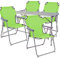 Mojawo 5-teiliges Campingmöbel Set Alu 120x60x58/70cm 1x XXL Campingtisch mit Tragegriff + 4 Campingstühle Limegrün Stoff Oxfort