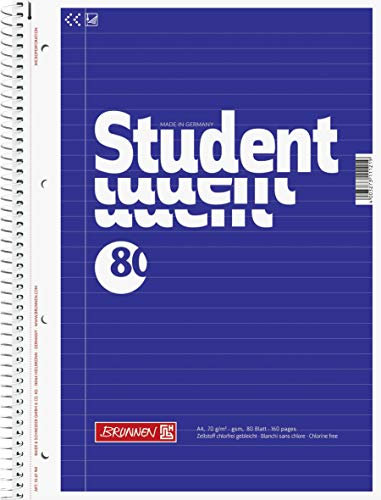 Brunnen 1067941 Notizblock / Collegeblock Student (A4, liniert, 70 g/m², 80 Blatt) 5 Stück