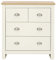 GFW Lancaster Wooden 4 Drawer Chest With Steel Cup Handle & 37.7 Litre Drawers, Modern Bedroom Furniture Chest Of Drawers Storage Unit, Contrast Oak Top, Cream D-35 x W-79 x H-81cm