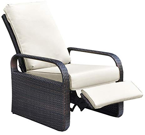 Liegestuhl aus Polyrattan für den Außenbereich, mit Kissen, Terrassenmöbel, automatisch, verstellbar, UV-beständig, lichtbeständig, wasserfest