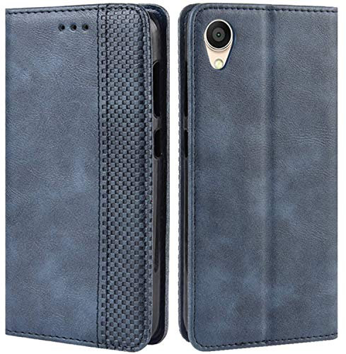 HualuBro Coque pour ZenFone Live L1, Etui Housse à Rabat en Retro PU Cuir Flip Leather Case Cover Antichoc Portefeuille Protection Stand Coque pour ASUS ZenFone Live L1 ZA550KL G552KL (Bleu)