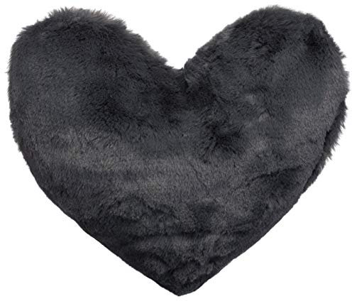 Brandsseller Herz-Kissen aus Plüsch 40x30 cm – Kuscheliges Dekokissen, Romantisches Geschenk zum Geburtstag, Valentinstag oder Muttertag – Weiches Zierkissen für Sofa, Bett und Reisen - Dunkelgrau