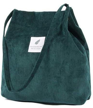 ZhengYue Handtasche Umhängetasche Damen Groß Cord Tasche Damen Handtasche Shopper Damen für Uni Arbeit Mädchen Schule Grün