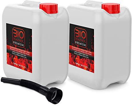 2 uds 5 litros Bioetanol con Embudo | Etanol Vegetal para Chimeneas 10l