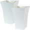 Muddy Hands Plastic Plant Pot Indoor Garden Tall Square Tree Flower Planter Cover Holder (Pack of 2 - Large, White)