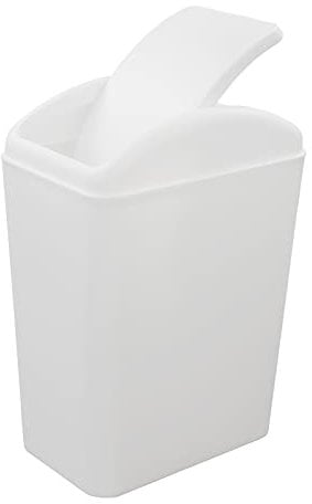 Xowine 15 L Plastic Kitchen Trash Bin, Small Garbage Bin with Swing-Top Lid, White