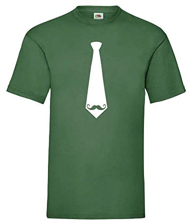 Generisch Cravate avec Moustache Hommes T-Shirt - shirt84 - Vert Bouteille, XL