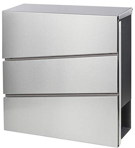 Parrency Metal Wall Mounted Letterboxes with Key Lock, Large Mail Box with Newspaper Compartment, Silver, 13 x 14 2/5 x 4 1/5
