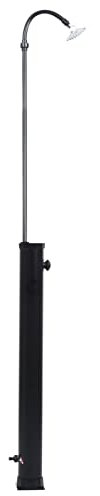 Tidyard Solardusche mit großem Duschkopf, Fußdusche und Thermostat in 2 Größen – 8 / 40L- schwarz