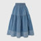 ROirEMJ Damenröcke,Frühling Sommer Mid-Länge Casual Cotton Jeans Rock Frauen Hohe Taille Pleated Damen Denim Röcke Für Damen Flared Weiblichen Rock, Blau