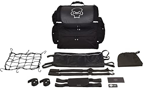 DEEMEED Discovery Motorrad-Reisegepäck, aus wasserdichtem Cordura und italienischem Leder, 75 Liter Fassungsvermögen, Motorradsitz/Gepäckträger/Sissy Bar Tasche (Cordura & Leder, L)