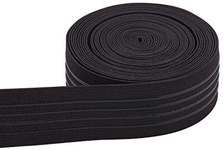 BENECREAT 6 Yards 37mm breites rutschfestes Gummiband Gerades Silikon Gummiband mit flachem Bund für das Nähen von Kleidungsstücken, schwarz
