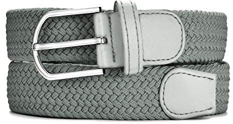 MASADA Stoffgürtel - Dehnbarer Stretch-Gürtel für Damen und Herren 3,2 cm breit elastisch 90-100 cm lang - Hellgrau