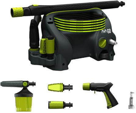 AVA GO P55 Pressure Washer L, 140 Bar (max), 450 l/h, 2000 W, 8m Steel-Reinforced Pressure Hose, Zoom Lance, Premium Foam Cannon, Zero Force Gun - Jet washer for car cleaning