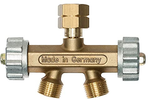 COWIK Doppelabzweigventil für Propan/Brenngas, 3/8 Überwurfmutter auf 2 x 3/8 Außengewinde, Kennfarbe rot