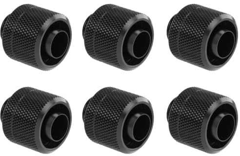 Dracaena.io 6er G1/4 Klemmverschraubung Softschlauch 3/8ID 5/8AD Schwarz | Messing-Fitting mit schwarzem Finish · Integrierter O-Ring für eine dichte Verbindung · Für PC-Wasserkühlungssysteme