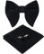 HOULIFE Fliege Herren Set - Verstellbare Fliege aus Samt Vorgebunden Fliege, einfarbige Einstecktuch, Manschettenknöpfe Set für Bräutigam Hochzeit formal mit Geschenkbox (Schwarz)