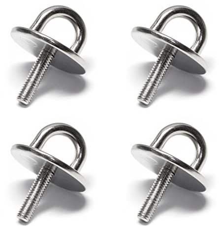 PRIOstahl Augplatte Rund mit Bügel Befestigungshacken Deckenhaken Bügelplatte- M8 x 4 Stück Wandauge Ösenplatte zur Befestigung Aufhängen Heunetz Boot Boxsack Kleiderhaken aus Edelstahl V2A