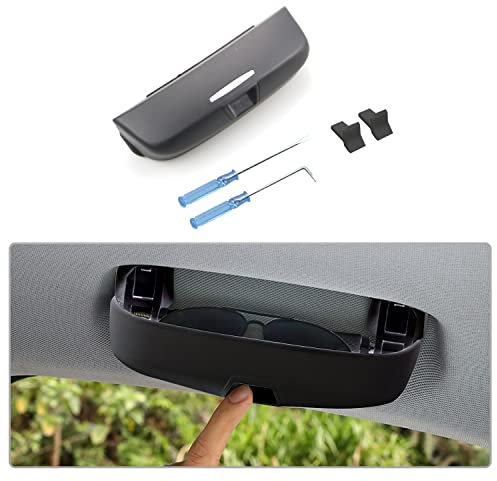 CDEFG Sonnenbrillenhalter Brillenetui Auto Brillenhalter Kompatibel mit Audi A3 8Y 8V A4 B8 B9 A5 A6 C7 C8 Q3 F3 8U Q5 Q7 2013-2024 2025 Glasses Case Holder Brillenetui Käfig Zubehör (Schwarz)