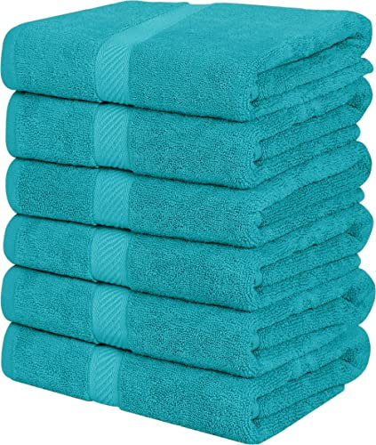 Utopia Towels - 6er-Pack mittelgroße Badetücher aus 100% Baumwolle mit Aufhängeschlaufen, 60x120 cm Duschtuch, weiche und saugfähige Handtücher (Türkis)