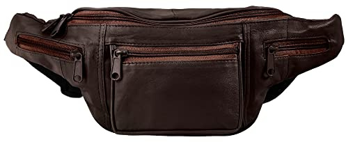 LEONARDO VERRELLI Unisex-Hüfttasche Bauchtasche Leder 3900037 (Dunkelbraun)