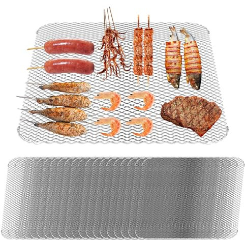 Grill Mesh Mat Set of 20,16x12 Disposable Grill Topper,Aluminum Grill Mats for Outdoor Grill,Easy to Clean Disposable Grilling Liners for Outdoor Smoker, Pellet, Gas, Charcoal Grills