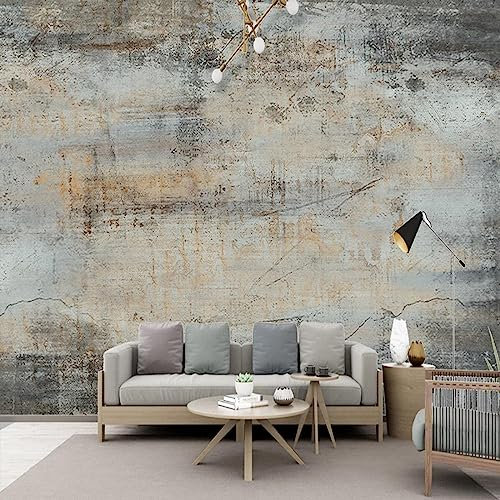GIVLWF Papier Peint de 3D Art Abstrait, Gris Ciment Rétro Papier-Peint Murs - pour Restaurant-Bar à Thème Décoration Murale 350 x 265 cm