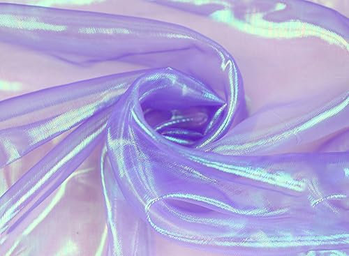 Organzastoff zum Nähen Meterware, 500cm x 150cm Bunte Glitzer Organza Tüllstoff Tüll Dekostoff zum DIY Basteln Bekleidung Tüllrock Gardine Schals Vorhänge Tischdecken Hochzeit Party Deko,Lila