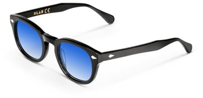 Lunettes de soleil style Moscot XLAB 8004, 50 mm, dégradé noir/bleu clair, unisexe