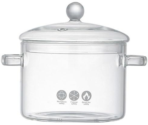 Ollas De Vidrio Para Cocinar, 1.5l/50 Oz De Alto Vidrio De Borosilicato Con Tapa, Duraderas Y Resistentes Al Calor, Ollas Transparentes Seguras Para Estufa, Olla Transparente Para Pasta, Sopa, Leche,