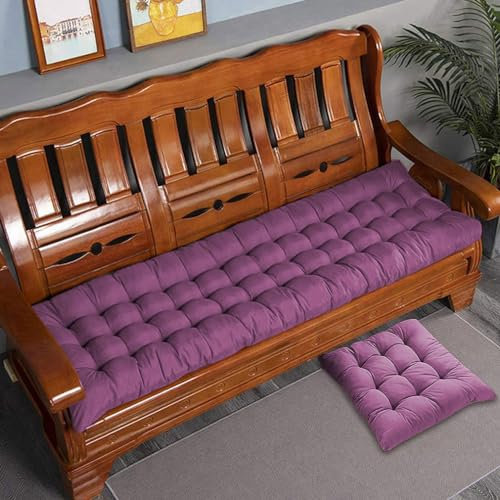 Dickes Baumwoll-Bankkissen, 2-/3-Sitzer, Baumwoll-Sofa-Bank, Sitzkissen, langes Sitzkissen für Zuhause/Garten/Terrasse/Schaukel, Innenbereich (lila, 120 x 50 cm)