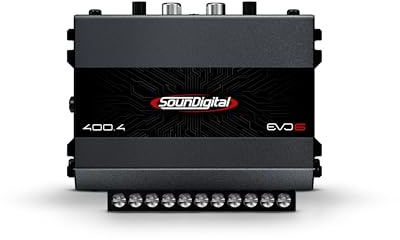 SounDigital 400.4 EVO 6.0 - Amplificatore per auto a 4 canali, 400 W RMS, 4 Ohm, filtro passa alto/basso, ingresso RCA, amplificatore compatto per auto HiFi