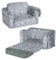 MeMoreCool Kindersofa Ausklappbar, 2-in-1 Kleinkinder Schlafsofa, Kindersessel mit Schlaffunktion, Mini Couch für Kuschelecke Kinderzimmer, Fancy Spielsofa für Mädchen und Jungen, Grau Dinosaurier