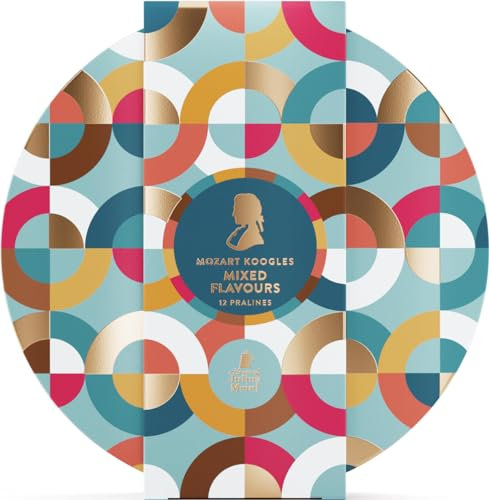 Mozart Koogles, 12er Beutel Mix mozartkugeln, Mozart-Kugeln aus Zartbitter-Schokolade, Gefüllt mit Marzipan, Mandeln und Haselnuss-Nougat, 205g