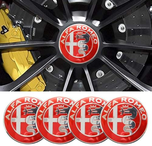 SANQIUTOU 4 Stück Nabendeckel Aufkleber für Alfa Romeo 56mm,Nabenkappen Abzeichen Sticker Auto Radnabenkappen Aufkleber Felgen Aufkleber Dekorationsaufkleber