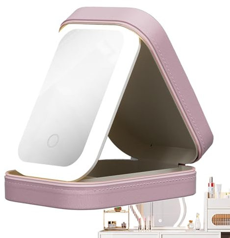 Kosmetikkoffer LED Spiegel mit Beleuchtung, Integrierte Make Up Aufbewahrungsbox mit lichtfüllendem Spiegel, Schminkkoffer mit beleuchtetem Spiegel, Touch Steuerung, Make Up Taschen für Ausflüge