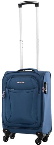 NOWI Grenoble 4-Rollen Koffer - 360° Drehbar, Arretierbares Gestänge, Zahlenschloss, Adressfeld, Vortasche, Geschäumte Front (Navy, M)