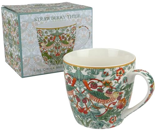 The Leonardo Collection William Morris Strawberry Thief Breakfast Mug for Home & Kitchen | Newly Designed Mugs for Tea & Coffee | Lovely Cup for Mens Gifts & Birthday Gifts for Women