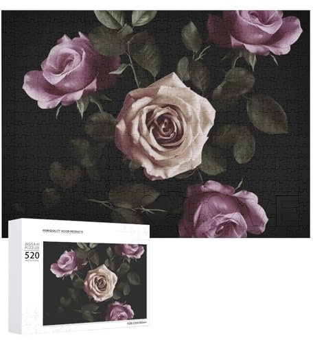 Puzzle für Erwachsene, Puzzle, schwarze Rosen, herausforderndes Spiel, Puzzle mit Buchstaben auf der Rückseite, personalisiertes Puzzle, perfekt für Spielabende, Heimdekoration, Geschenk