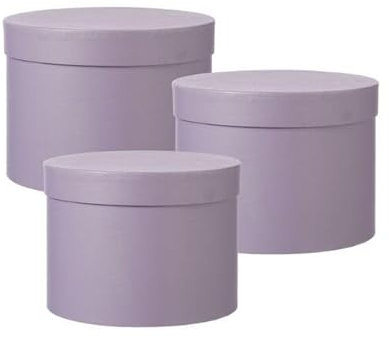 Floralcraft Set of 3 Symphony Hat Boxes with Lids (Lilac), Empty Storage Boxes Round Lined Cardboard Florist Hat Boxes Jewellery Boxes for Wedding Anniversary Valentines Gift Christmas