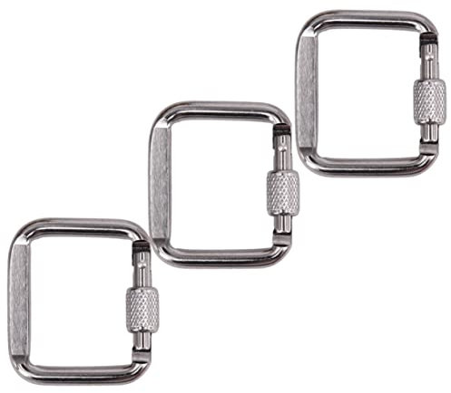 3 Stück Robuste Outdoor Schnalle aus Aluminium, Silber, Quadratisch