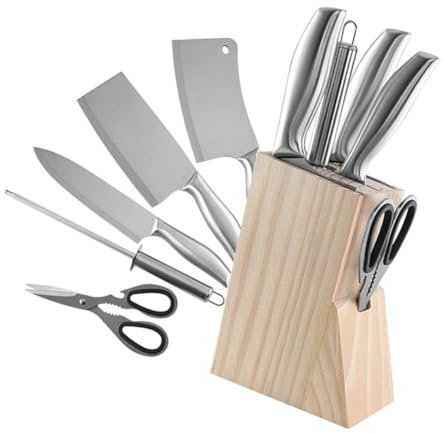 LALADEFIEE Juegos De 6 Piezas kit picador de acero inoxidable Juego de de cocina cuchilla china para comer carne Silver