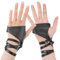 AOZUO Punk Handschuhe für Damen, PU Half Palm Fingerlose Handschuhe Schwarz Handschuhe Kostüm Gothic Rock Handschuhe für Halloween Cosplay Performance