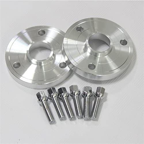 Wivplex 2 4-teiliges 15-20-mm-Aluminium-Rad-Distanzstück PCD 3-112 CB 57.1, for Smart, Cabrio 450 City-Coupe 450 FORTWO Cabrio 450 Adapter für Spurverbreiterungen(4PCS 15mm Silver)