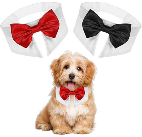 2 Stück Formale Haustierfliege Tux Kragen Haustier Fliege Verstellbares Hundekrawatte Katzen Kostüm Halsband Einstellbar Krawatte Bowknot für Hochzeit Party Hunde Geburtstag
