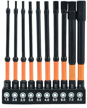 XANHOY Juego de 10 puntas de destornillador de cabeza hexagonal de 1/4 de pulgada con vástago hexagonal de impacto de brocas de destornillador