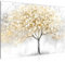 Runa Art Bild Baum Modern Wandbilder Wohnzimmer Schlafzimmer - Made In Germany - Natur Grau Gelb Flur 053215a