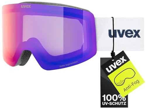 Uvex provoqe FM - stylische, verspiegelte Skibrille mit Anti-Fog-Beschichtung und Over-The-Glasses-Konstruktion für Damen und Herren - black matt/ruby-clear - one size
